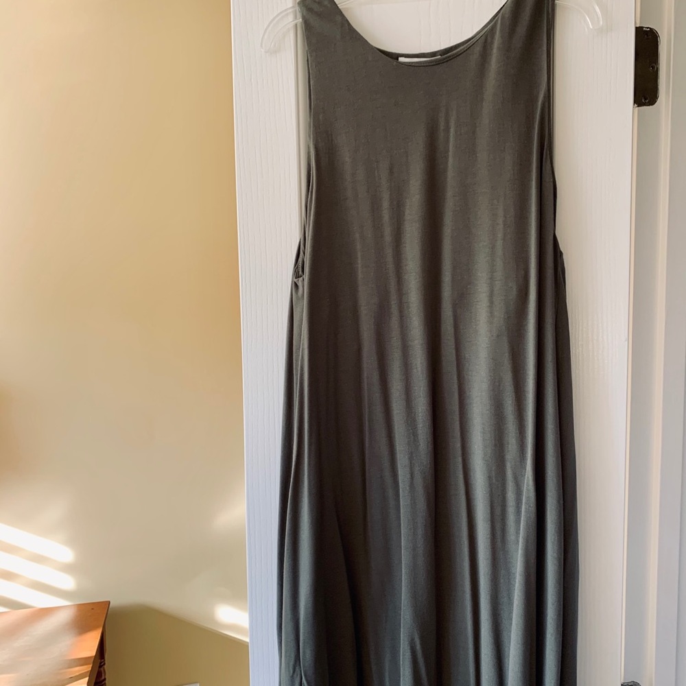 Camo green, to the knee, cotton dress